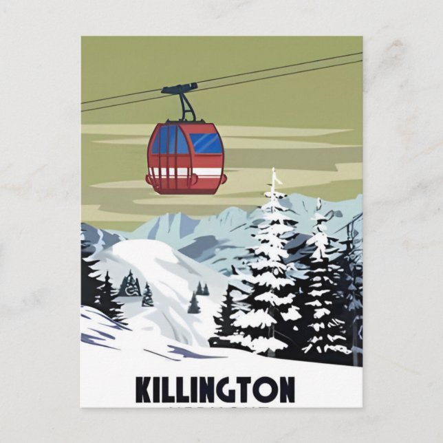 Killington Ski Area Winter Vermont-Vintage Vykort (Framsida)