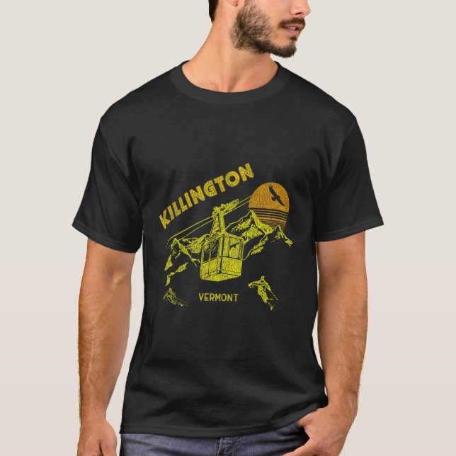 Killington Vermont Distress Retro Skiing Tee (Framsida)