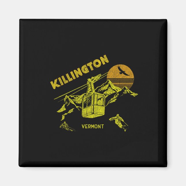 Killington Vermont Distress Retro Skiing Tee Magnet (Framsidan)