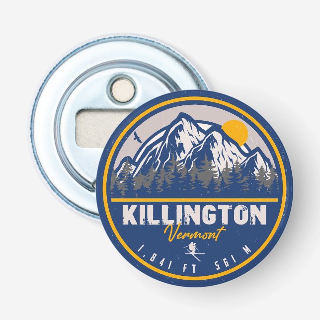 Killington Vermont Retro Sunset Ski Souvenirs 80-t Flasköppnare (Framsidan)