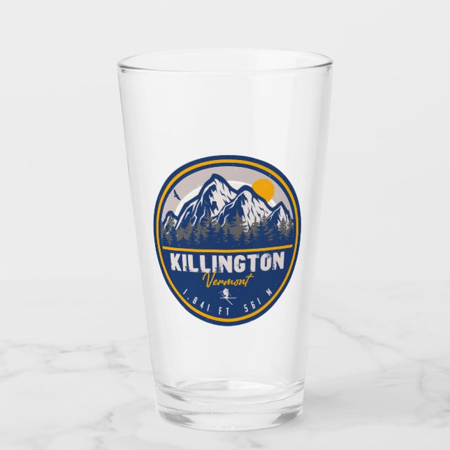 Killington Vermont Retro Sunset Ski Souvenirs 80-t Glaskopp (Framsida)