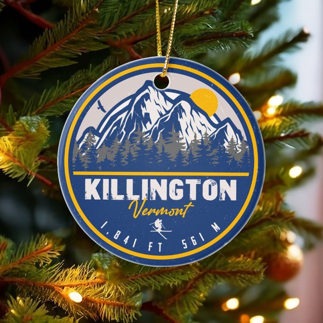 Killington Vermont Retro Sunset Ski Souvenirs 80-t Julgransprydnad Keramik (Skapare uppladdad)