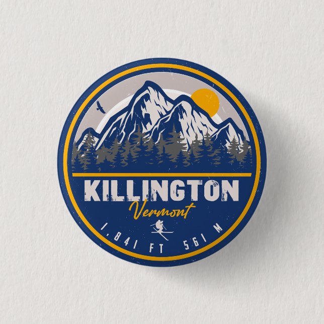 Killington Vermont Retro Sunset Ski Souvenirs Knapp (Framsida)