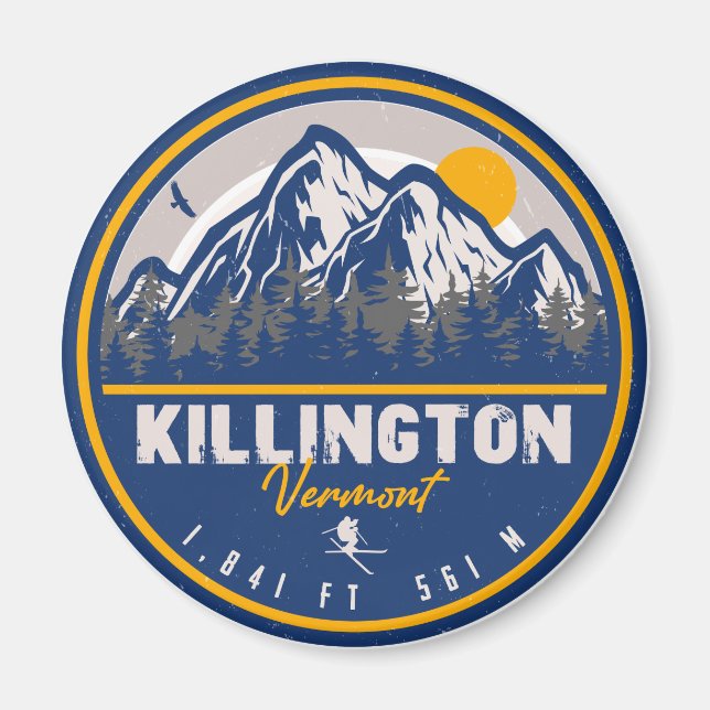 Killington Vermont Retro Sunset Ski Souvenirs Magnet (Framsidan)