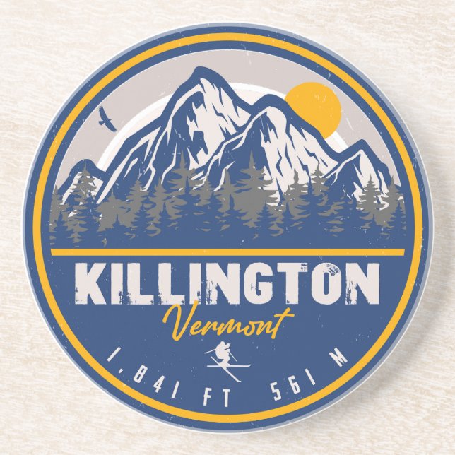 Killington Vermont Retro Sunset Ski Souvenirs Underlägg (Framsidan)