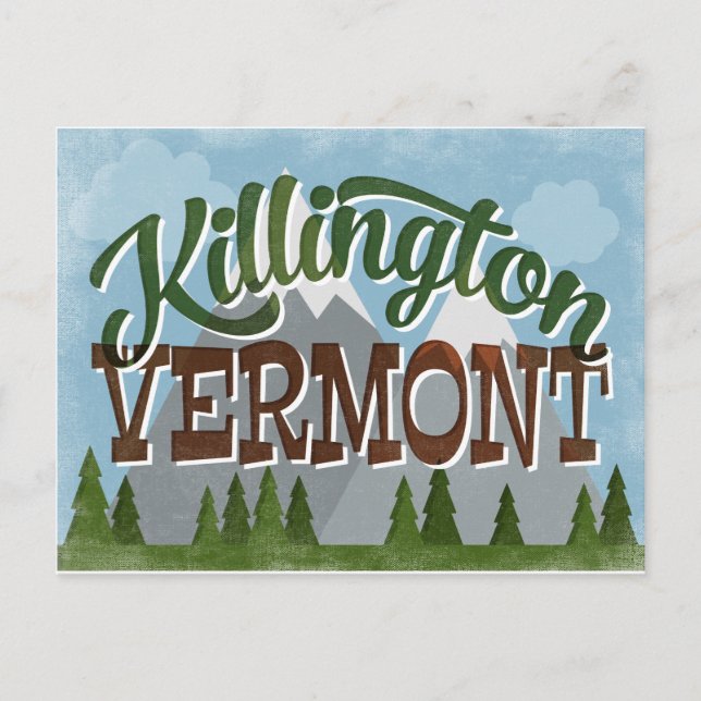 Killington Vermont Roligt Retro Snowy Mountains Vykort (Framsida)