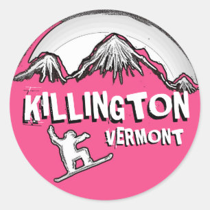 Killington Vermont rosa snowboarder-klistermärken Runt Klistermärke