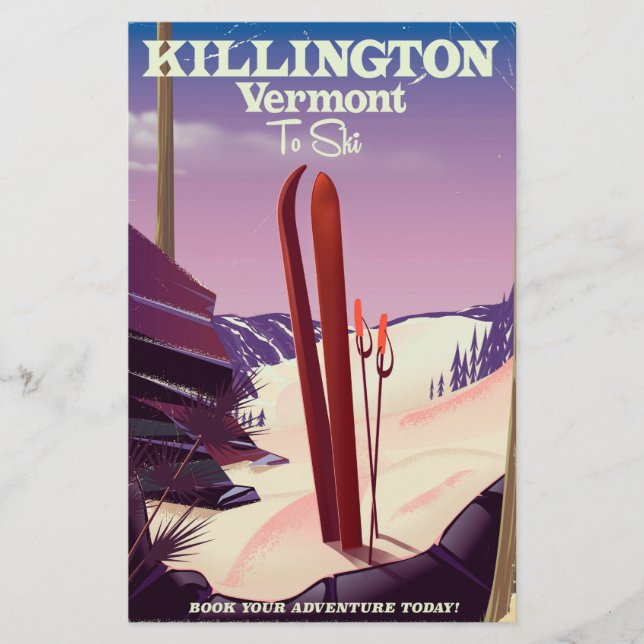 Killington, Vermont Ski-reseutskrift. Brevpapper (Framsida)