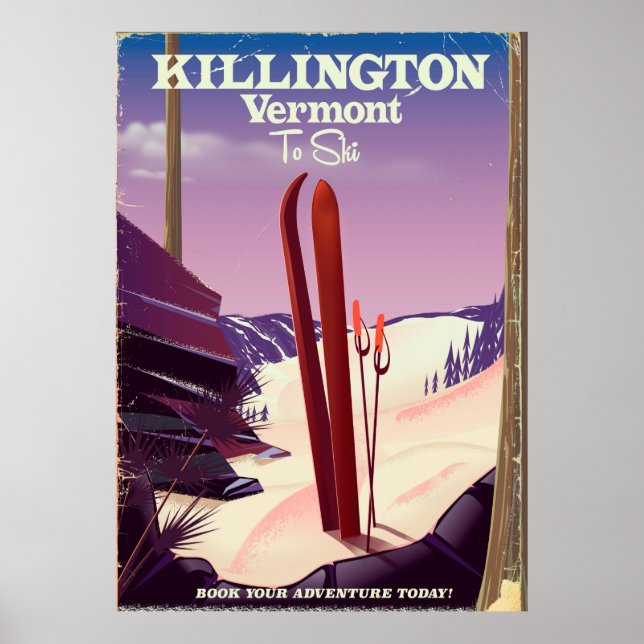 Killington, Vermont Ski-reseutskrift. Poster (Framsidan)