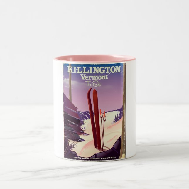 Killington, Vermont Ski-reseutskrift. Två-Tonad Mugg (Center)