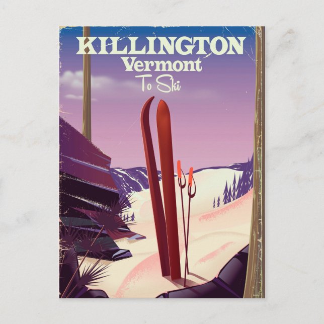 Killington, Vermont Ski-reseutskrift. Vykort (Framsida)