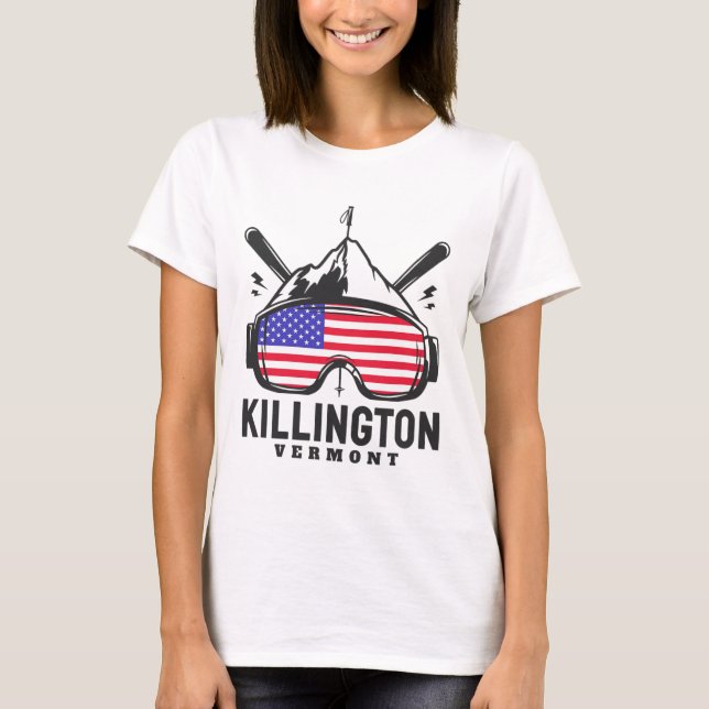 Killington Vermont Ski Retro Skiing T Shirt (Framsida)