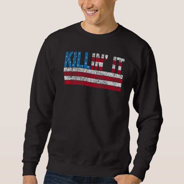 Killin'it USA flagga Slogan Manar Women Top Killin Lång Ärmad Tröja (Framsida)