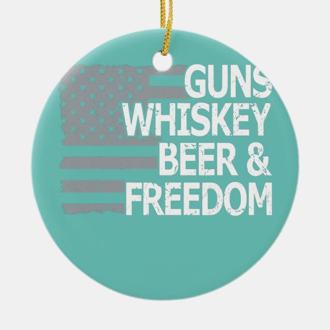 KillWhiskey Beer and Freedom Coola USA American Julgransprydnad Keramik (Framsidan)