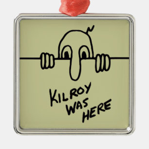 Kilroy var här julgransprydnad metall