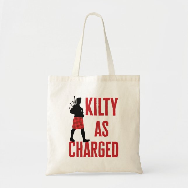 Kilty as Charged Funny Kilt Wearer Pun Joke Tygkasse (Framsidan)