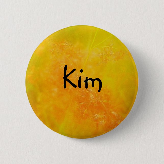 Kim Anpassningsbar Söt Orange NAMN BADGE / Button Knapp (Framsida)