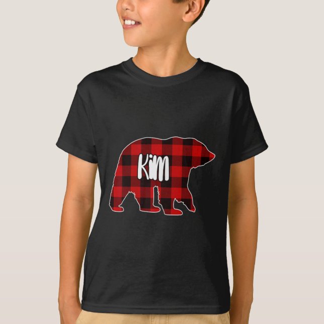 Kim Bear Anpassningsbar Red Buffalo Plade jul Paja T Shirt (Framsida)