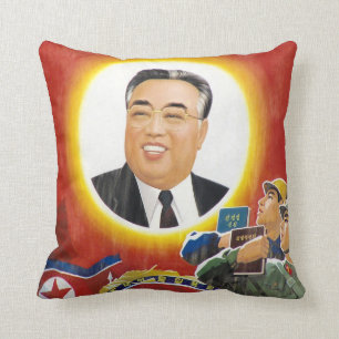 Kim Il-Sung röd porträttkudde Kudde