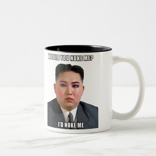 Kim Jong Un Nuke mig den Meme muggen Två-Tonad Mugg (Höger)