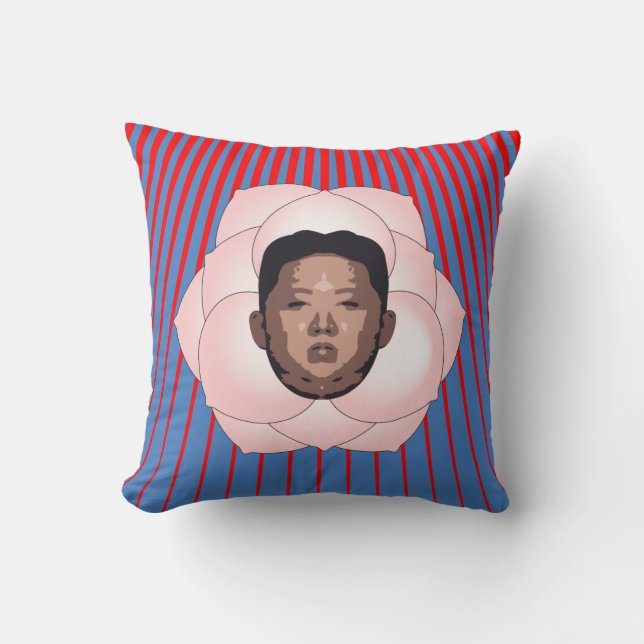 Kim Jong Un on Magnolia and Red Rays Kudde (Framsida)