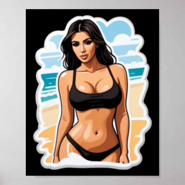 Kim Kardashian Beach Sticker Poster (Framsidan)