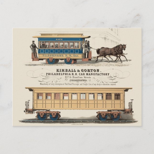 Kimball & Gorton Philadelphia R.R. Biltillverkning Vykort (Framsida)