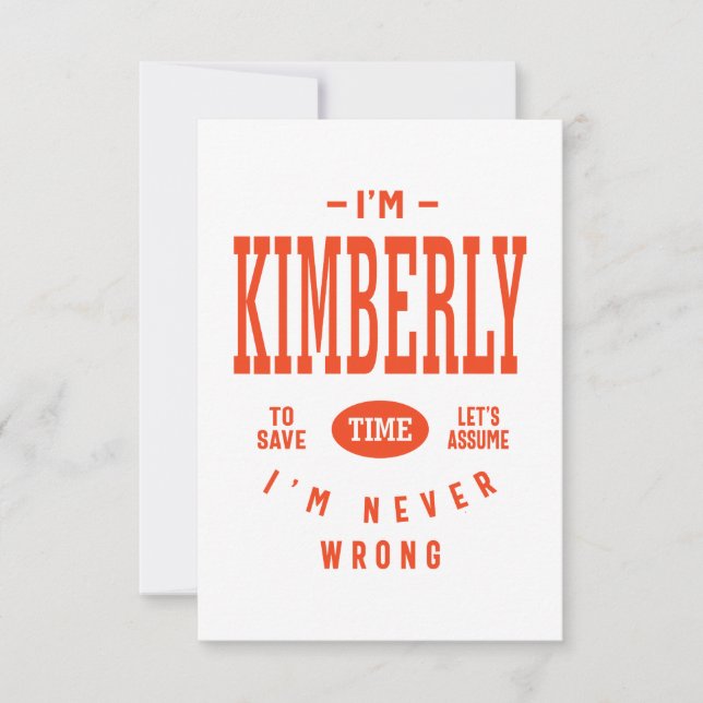 Kimberly Personlig Namn Birthday Gift OSA Kort (Framsida)