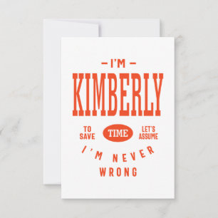 Kimberly Personlig Namn Birthday Gift OSA Kort