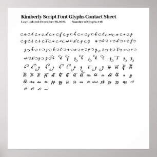 Kimberly Script-teckensnittsdiagram kontaktar Laka Poster