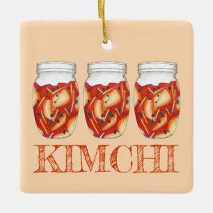 Kimchi Fermented Cabbage Korean Food Cuisine Julgransprydnad Keramik