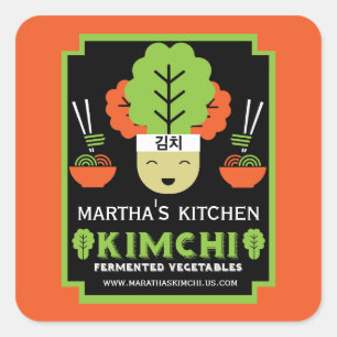 Kimchi Kök Hemmagjord Mat Fyrkantigt Klistermärke