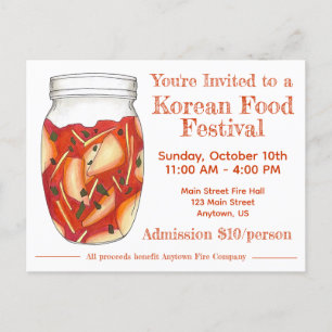 Kimchi Koreas Food Festival Restaurant Pop Up Inbjudan Vykort