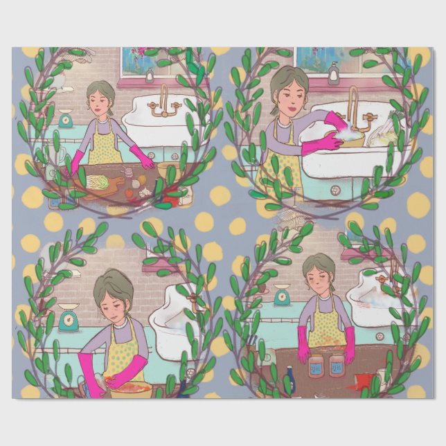 Kimchi Making Pattern – Illustrated Korean Food Wr Presentpapper (Platt)