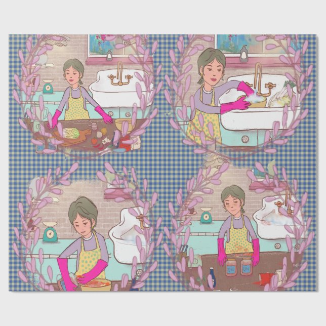 Kimchi Making Pattern – Illustrated Korean Food Wr Presentpapper (Platt)