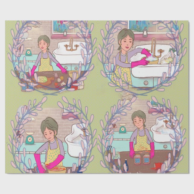 Kimchi Making Pattern – Illustrated Korean Food Wr Presentpapper (Platt)