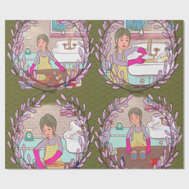 Kimchi Making Pattern – Illustrated Korean Food Wr Presentpapper (Platt)