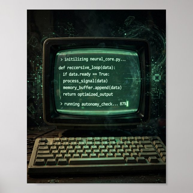 Kimi Code Retro Terminal AI Art Affisch (Framsidan)