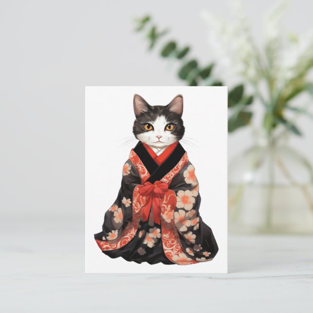 Kimono Cat Vykort (Stående Fram)
