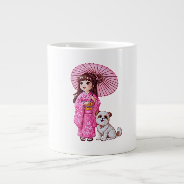Kimono Cutie och Puppy Mugg Jumbo Mugg (Framsidan)