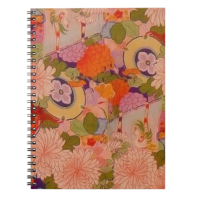 Kimono Flower Rosa Blommönster Anteckningsbok (Framsidan)