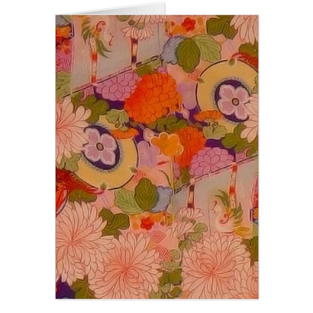 Kimono Flower Rosa Blommönster Hälsningskort (Framsidan)