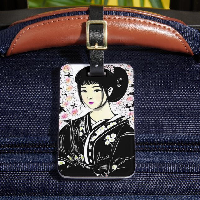 Kimono Girl Luggage Tag Bagagebricka (Framsida Insitu 2)