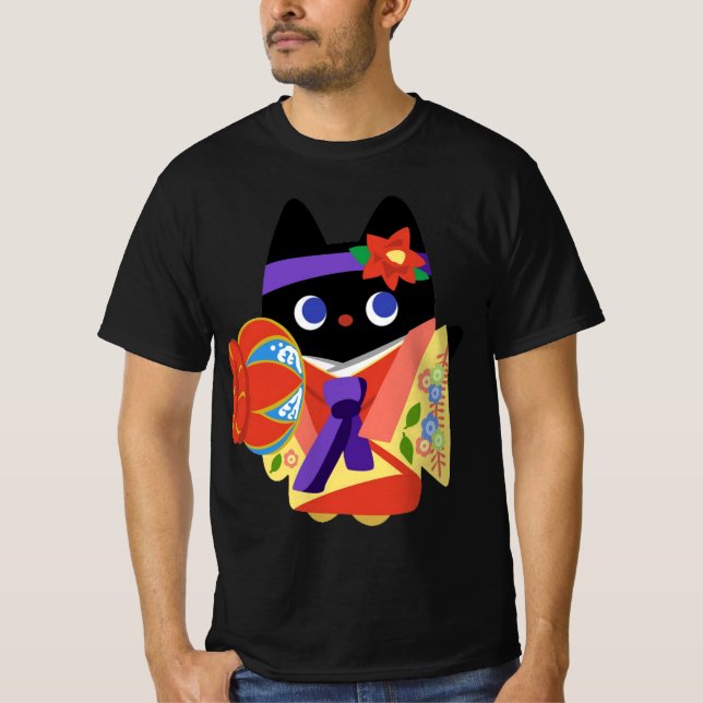 Kimono Katt från Okinawa T Shirt (Framsida)