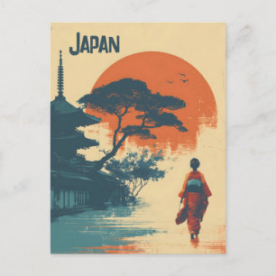 Kimono kvinna vintage vykort