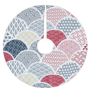 Kimono Line Art: Traditionellt geometriskt Mönster Julgransmatta Borstad Polyester
