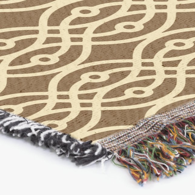 Kimono print, chokladbrun och brun och tan mysfilt (Hörn)