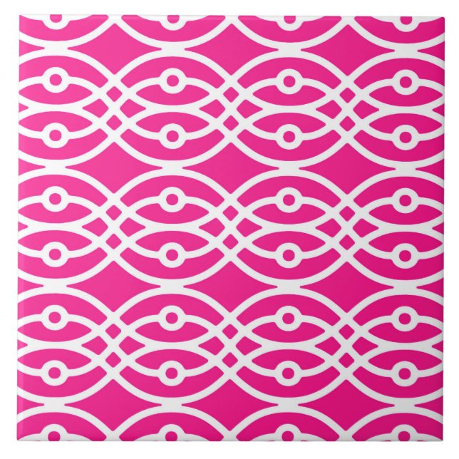 Kimono print, fuchsia rosa och vit kakelplatta (Framsidan)