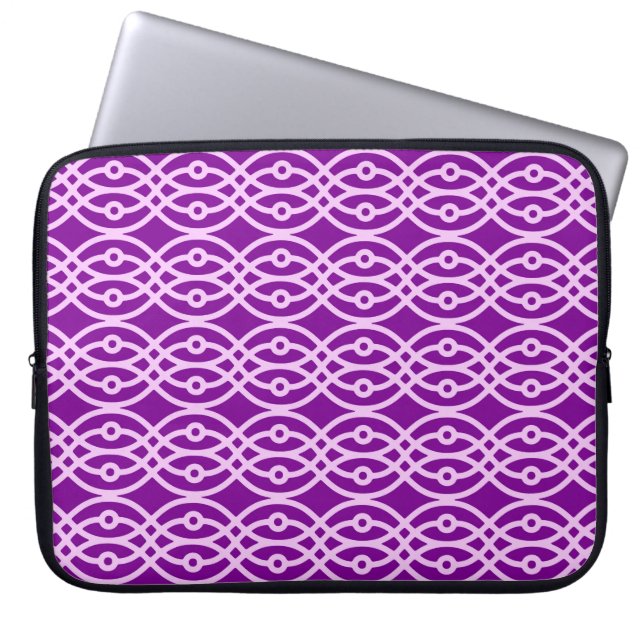 Kimono print, lila och lavender laptop fodral (Framsidan)