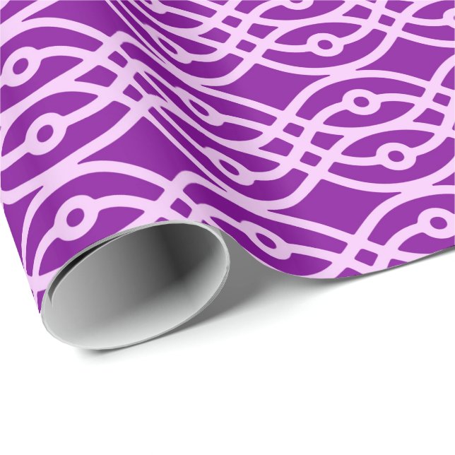 Kimono print, lila och lavender presentpapper (Rullad Hörn)